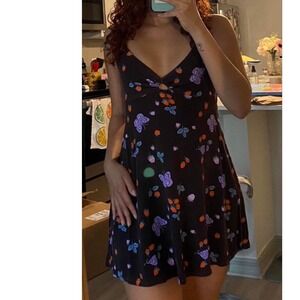 Urban Outfitters Butterfly Strawberry Mini Dress Brown O-Ring Cutout OB1314549 S